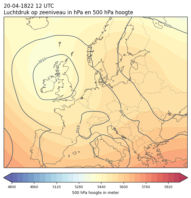 Weerkaart van 20 april 1822 om 12 UTC