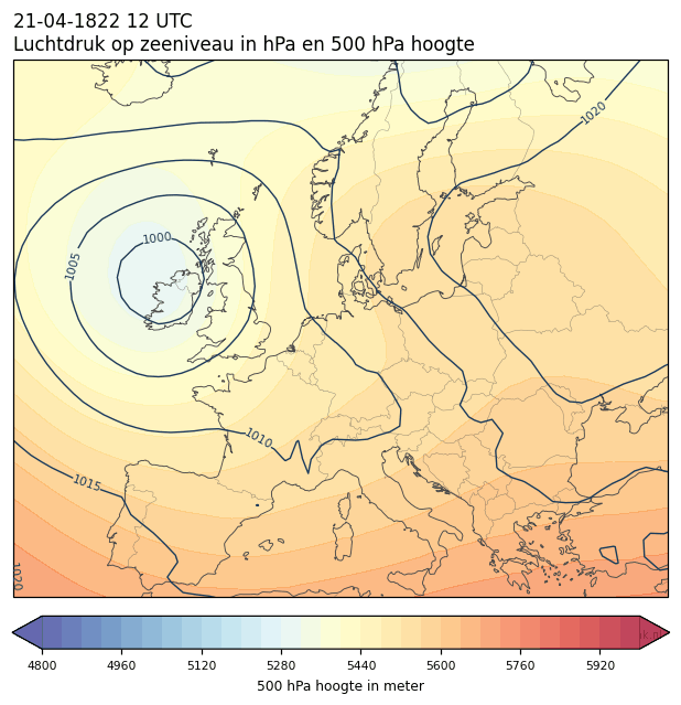 Weerkaart van 21 april 1822 om 12 UTC