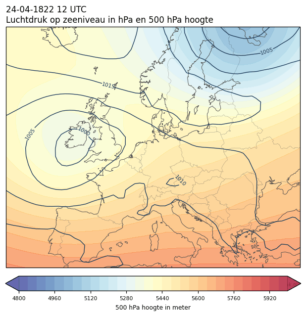 Weerkaart van 24 april 1822 om 12 UTC
