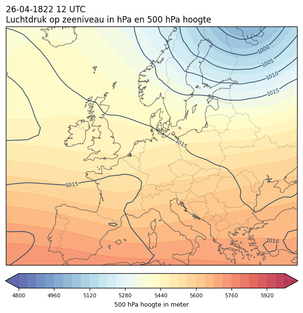 Weerkaart van 26 april 1822 om 12 UTC