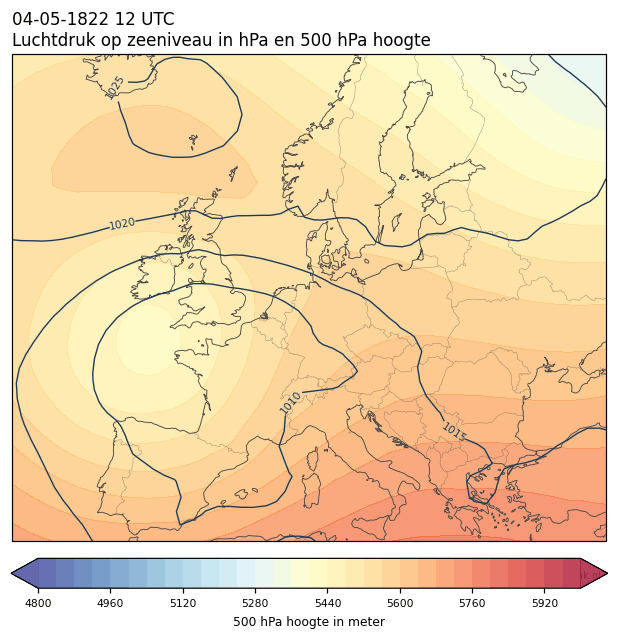 Weerkaart van 4 mei 1822 om 12 UTC