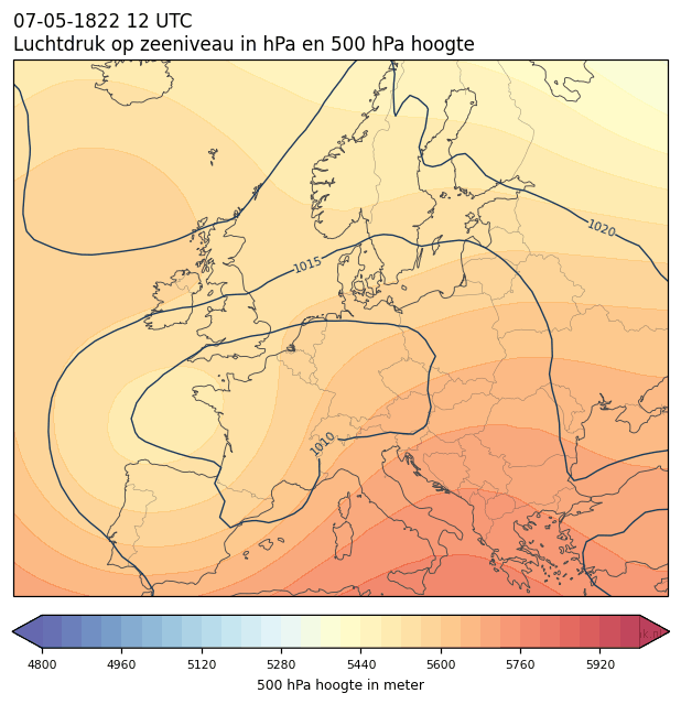 Weerkaart van 7 mei 1822 om 12 UTC