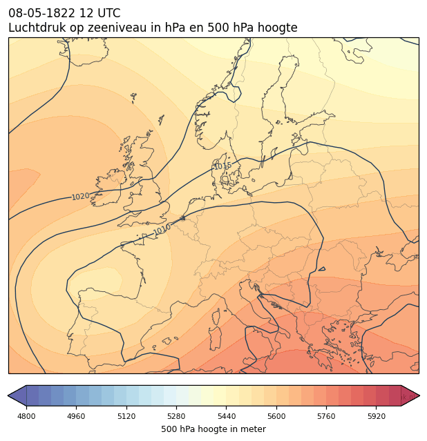 Weerkaart van 8 mei 1822 om 12 UTC