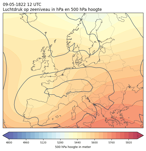 Weerkaart van 9 mei 1822 om 12 UTC