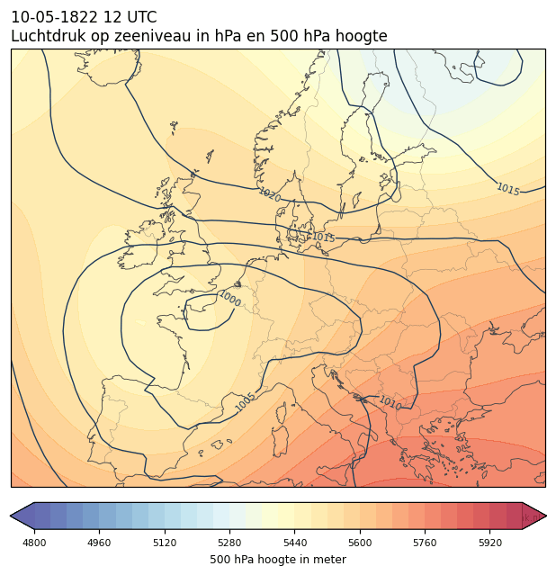 Weerkaart van 10 mei 1822 om 12 UTC