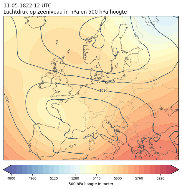 Weerkaart van 11 mei 1822 om 12 UTC