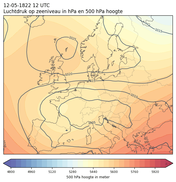 Weerkaart van 12 mei 1822 om 12 UTC