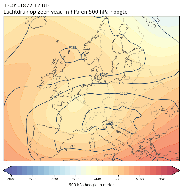 Weerkaart van 13 mei 1822 om 12 UTC