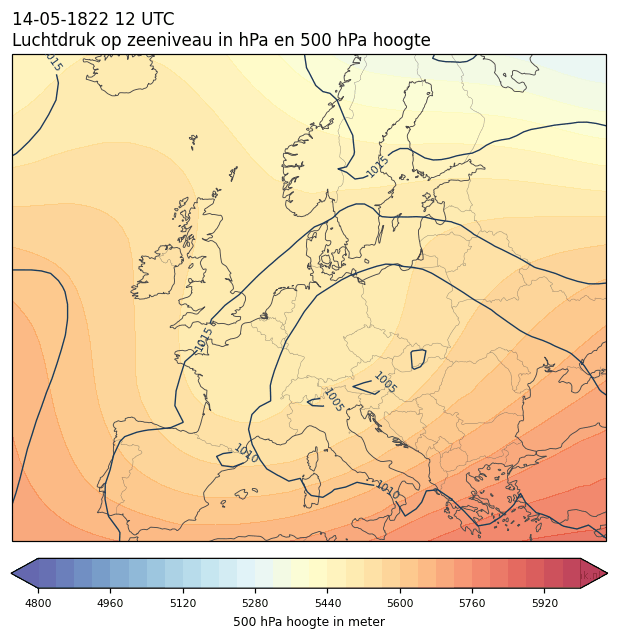 Weerkaart van 14 mei 1822 om 12 UTC