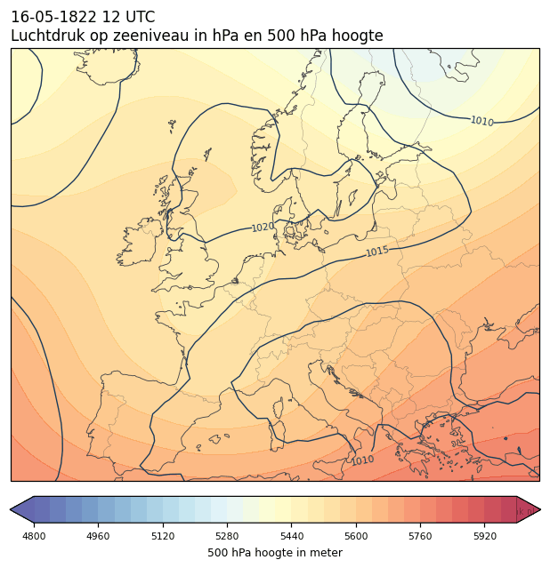 Weerkaart van 16 mei 1822 om 12 UTC