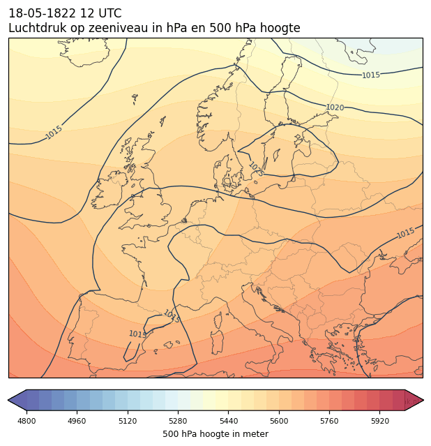 Weerkaart van 18 mei 1822 om 12 UTC