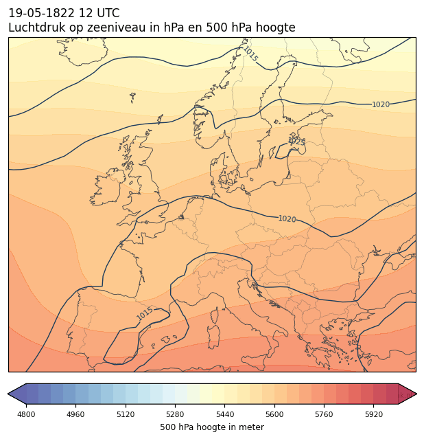 Weerkaart van 19 mei 1822 om 12 UTC
