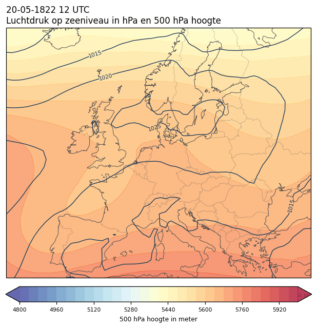 Weerkaart van 20 mei 1822 om 12 UTC