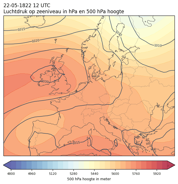 Weerkaart van 22 mei 1822 om 12 UTC