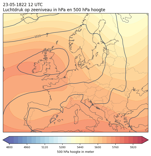Weerkaart van 23 mei 1822 om 12 UTC