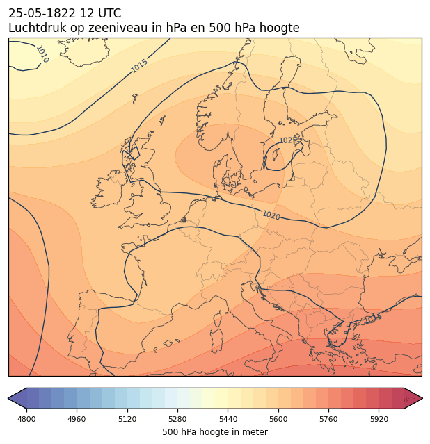 Weerkaart van 25 mei 1822 om 12 UTC