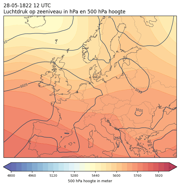 Weerkaart van 28 mei 1822 om 12 UTC