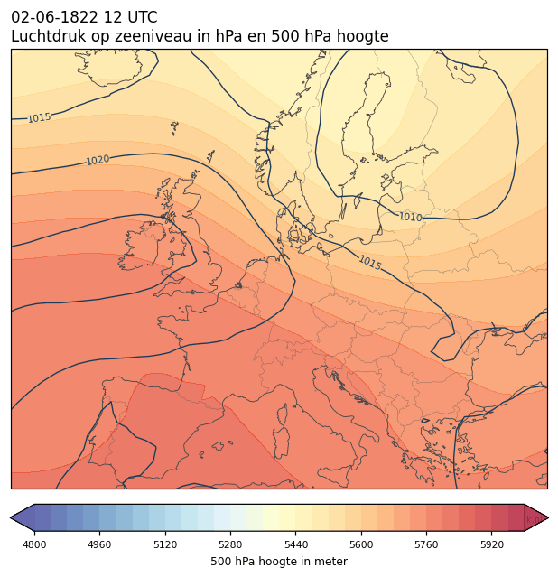 Weerkaart van 2 juni 1822 om 12 UTC