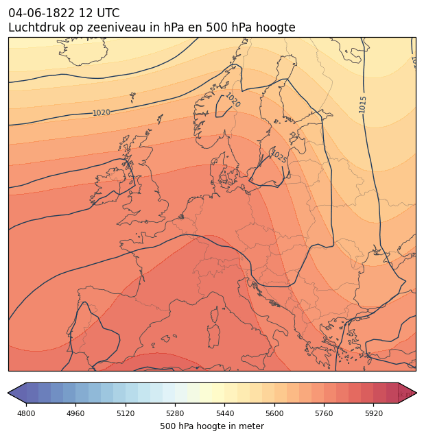 Weerkaart van 4 juni 1822 om 12 UTC