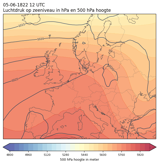 Weerkaart van 5 juni 1822 om 12 UTC