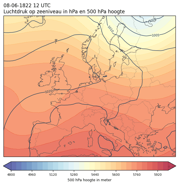 Weerkaart van 8 juni 1822 om 12 UTC