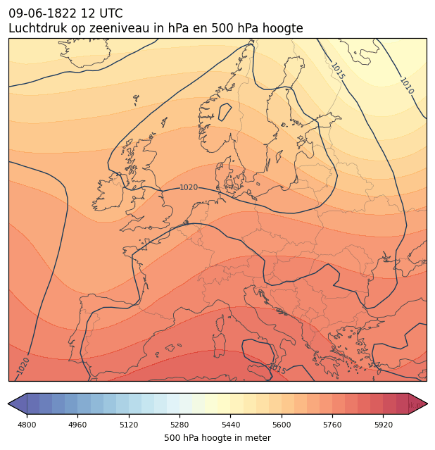 Weerkaart van 9 juni 1822 om 12 UTC