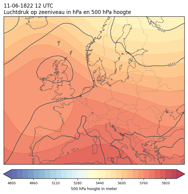Weerkaart van 11 juni 1822 om 12 UTC