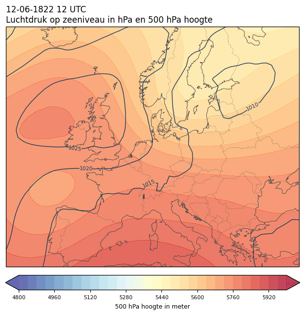Weerkaart van 12 juni 1822 om 12 UTC