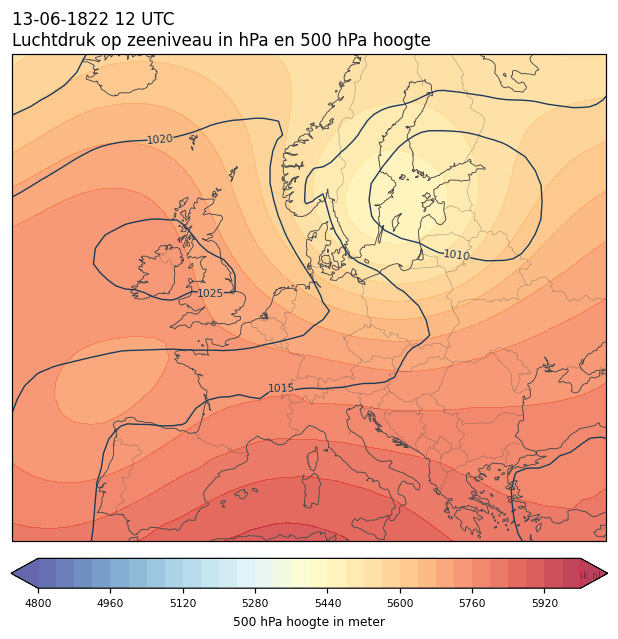 Weerkaart van 13 juni 1822 om 12 UTC