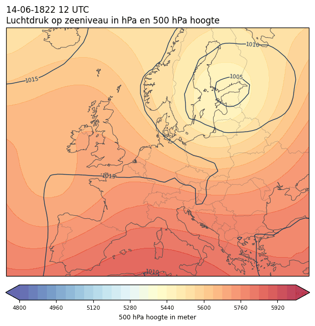 Weerkaart van 14 juni 1822 om 12 UTC