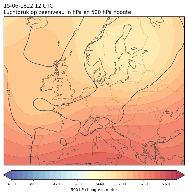 Weerkaart van 15 juni 1822 om 12 UTC