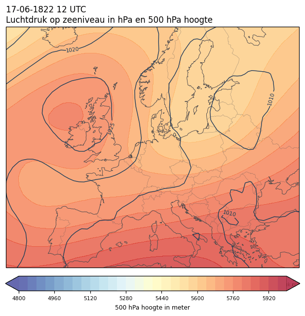 Weerkaart van 17 juni 1822 om 12 UTC
