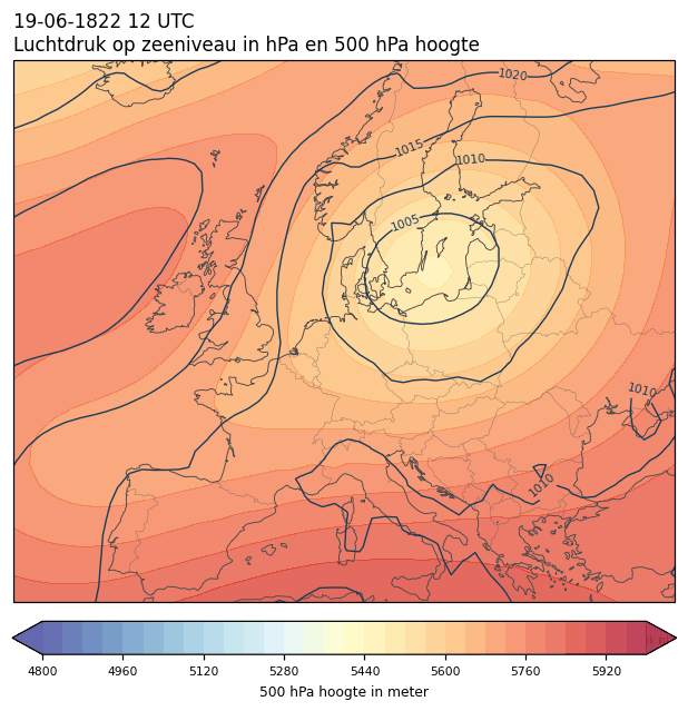 Weerkaart van 19 juni 1822 om 12 UTC