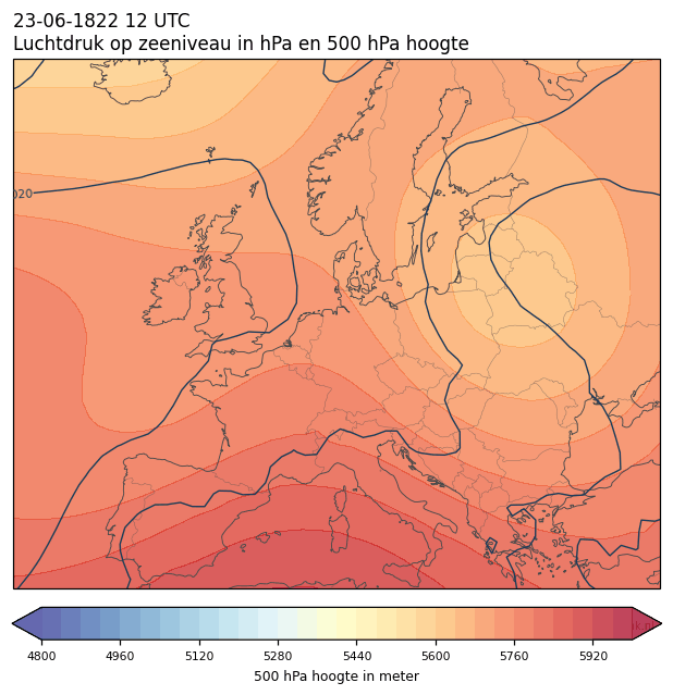 Weerkaart van 23 juni 1822 om 12 UTC