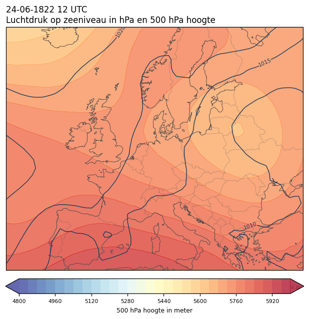 Weerkaart van 24 juni 1822 om 12 UTC