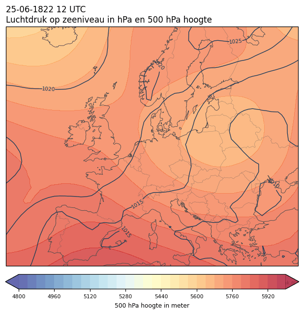 Weerkaart van 25 juni 1822 om 12 UTC