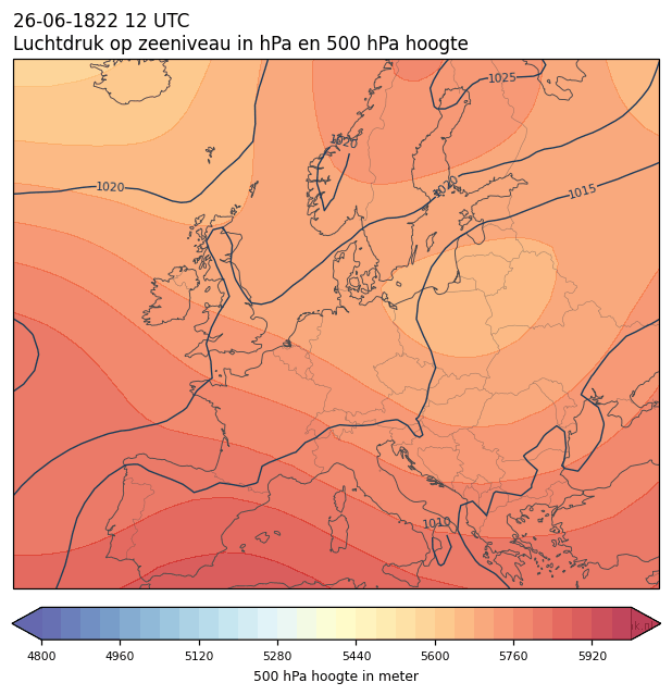 Weerkaart van 26 juni 1822 om 12 UTC