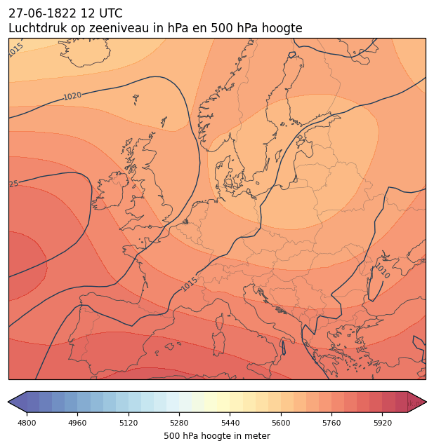 Weerkaart van 27 juni 1822 om 12 UTC