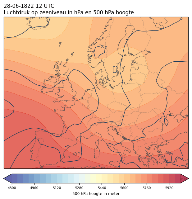 Weerkaart van 28 juni 1822 om 12 UTC