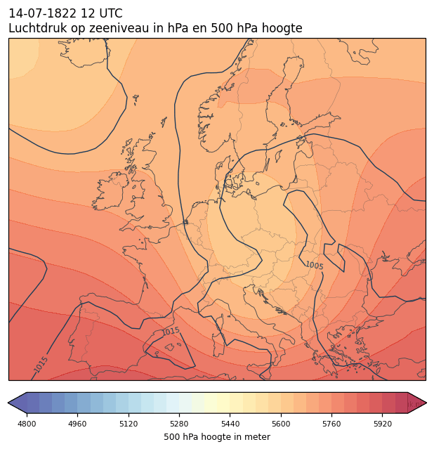Weerkaart van 14 juli 1822 om 12 UTC