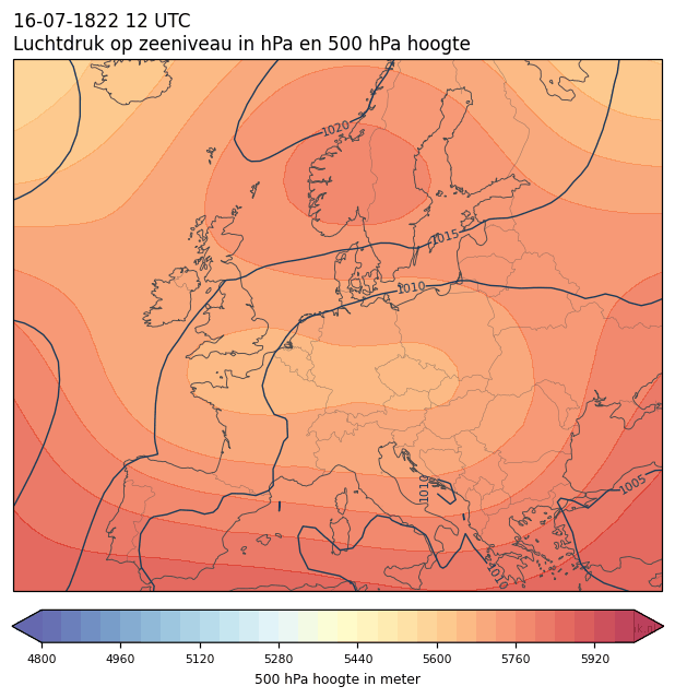 Weerkaart van 16 juli 1822 om 12 UTC