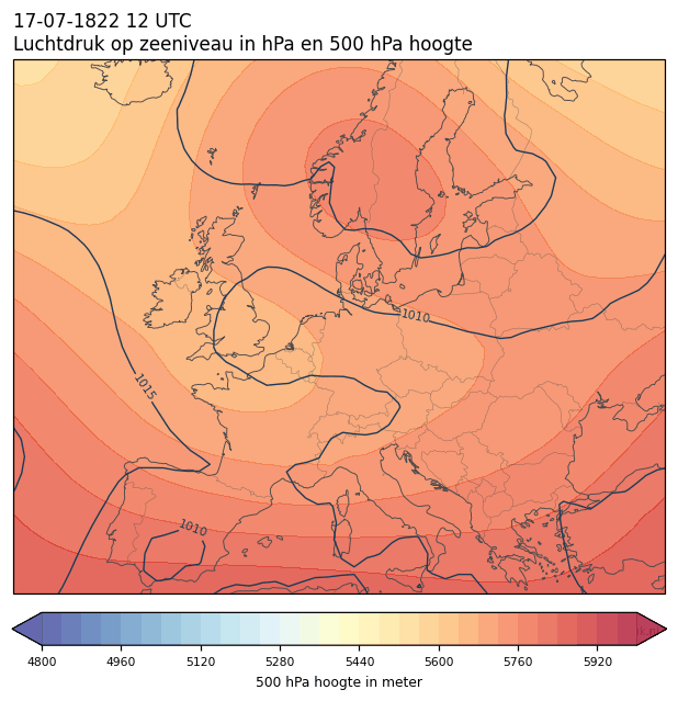 Weerkaart van 17 juli 1822 om 12 UTC