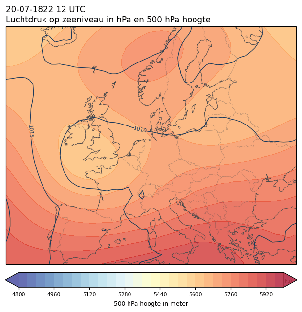 Weerkaart van 20 juli 1822 om 12 UTC