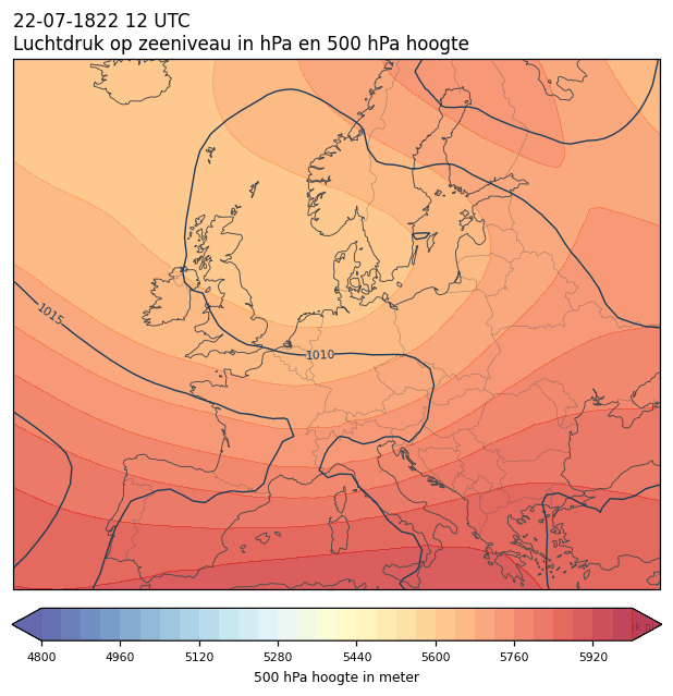 Weerkaart van 22 juli 1822 om 12 UTC
