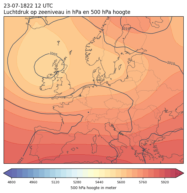 Weerkaart van 23 juli 1822 om 12 UTC