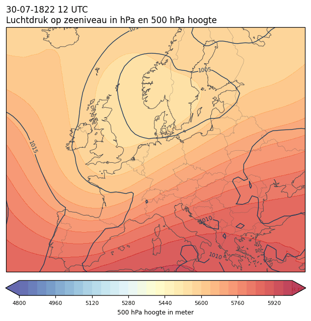 Weerkaart van 30 juli 1822 om 12 UTC