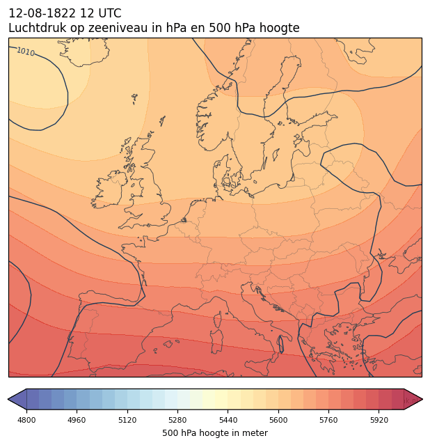 Weerkaart van 12 augustus 1822 om 12 UTC