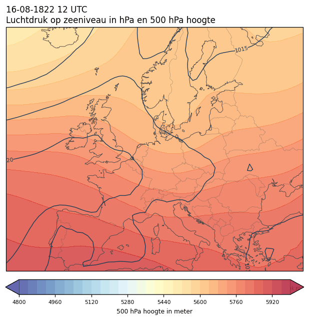 Weerkaart van 16 augustus 1822 om 12 UTC