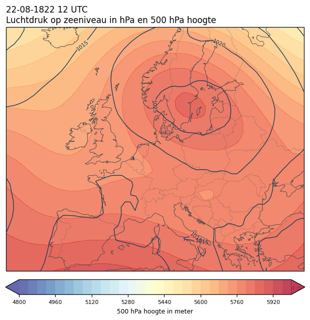 Weerkaart van 22 augustus 1822 om 12 UTC