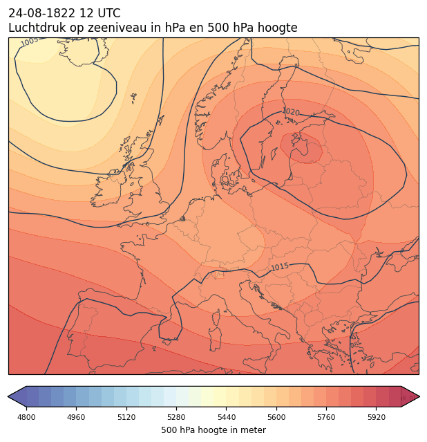 Weerkaart van 24 augustus 1822 om 12 UTC